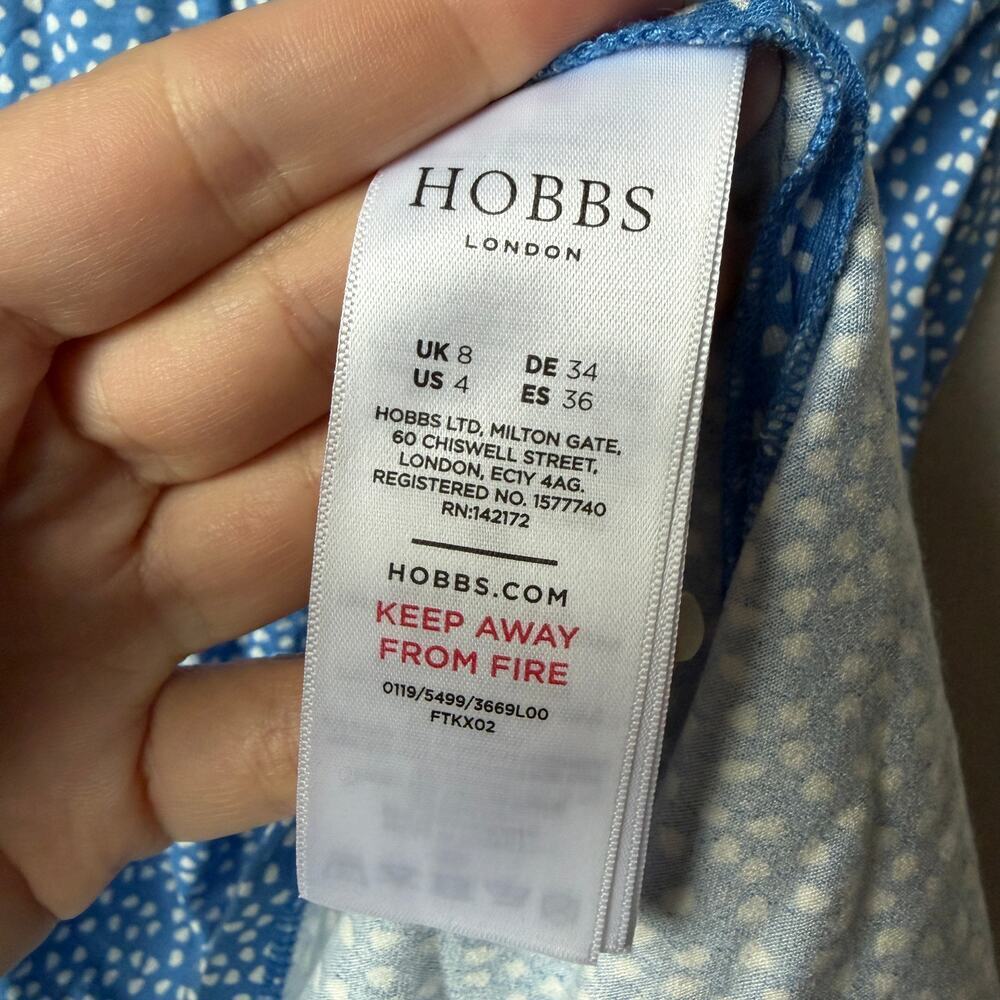 Hobbs London Darcie Blue White Polka Dot Wrap Dress Size US 4 - Picture 5 of 6